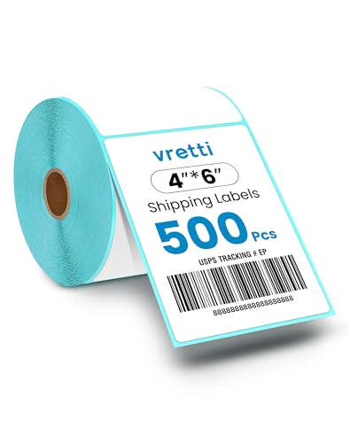 Vretti 4 x 6 etiquetas para impresora de papel térmico, 500 Etiquetas por Vuelta etiquetas de envío directo, compatibles Vretti impresora térmico,Ideal para Envíos Express, Logística