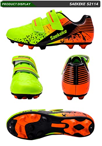 Soccer Shoes Kids FG/MG Boys Girls Football Cleats Low-Top Training Shoes with Molded Rubber Sole and Double Hook & Loop2