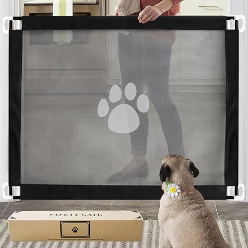 SUQ Recinto Per Cani Spesso, 100 X 80 cm, Cancello Per Bambini, Facile Da Installare e Chiudere Senza Forare, Barriera Per Cani, Cancello Di Sicurezza Per Scale, Corridoi, Porte, Per Interni Ed