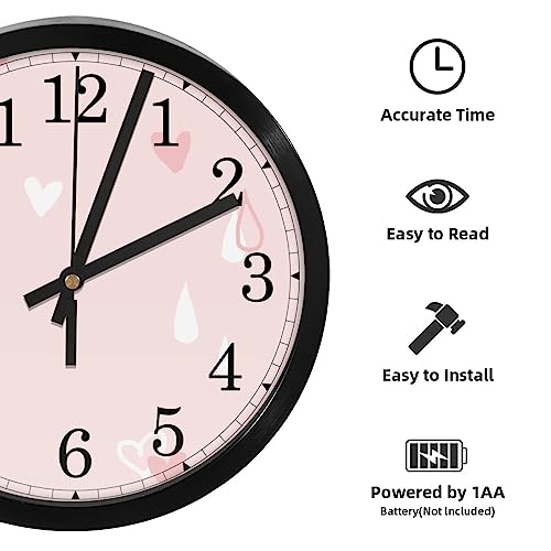 Horloge murale motif cœur et gouttes de pluie poétique à quartz - 3