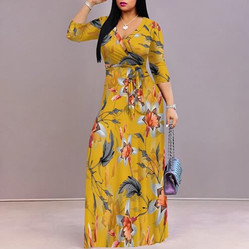Image of PinkPatty Plus Size Maxi Dress for Women 3 /4 Sleeve Casual Long Dress