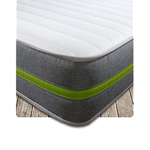 Starlight Beds Hybrid 9 inch Deep Eco Friendly European Size Mattress with Airflow Memory Fibre and Springs. Matelas européen Double Visco-élastique, mémoire de Forme, Gris/Blanc, 140cm x 200cm