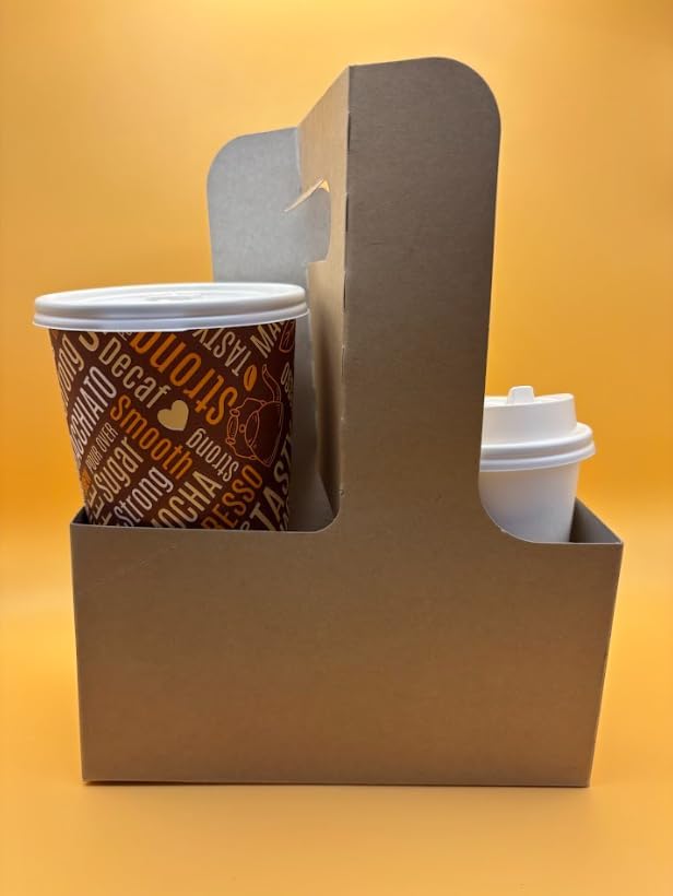 10 Pack 2 Cup Carrier Disposable Paper Cardboard Coffee Cup Holder Portable Drink Caddy Cup Carriers Foldable to go Cup Holder (200)