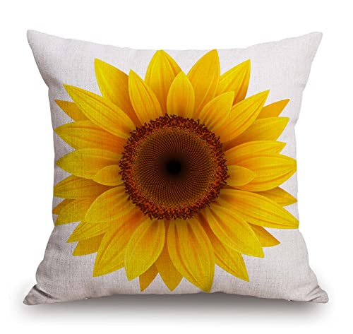 Tssohu Sunflower Flower Cotton Burlap Linen Throw Pillow Case Cushion Cover Sofa Outdoor Decorative Square 18X18 Inches #TOP10