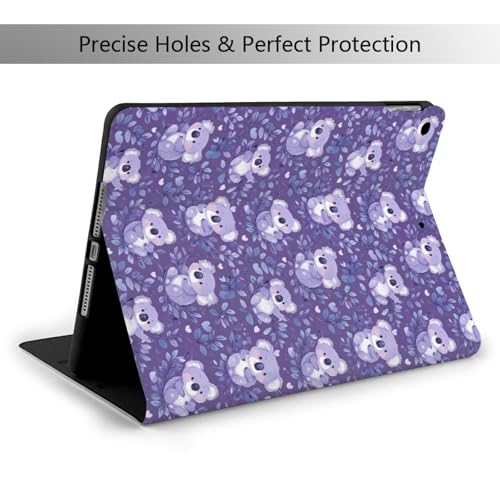 Étui iPad 10.2 violet imprimé koala pour iPad 9e/8e/7e génération avec support folio