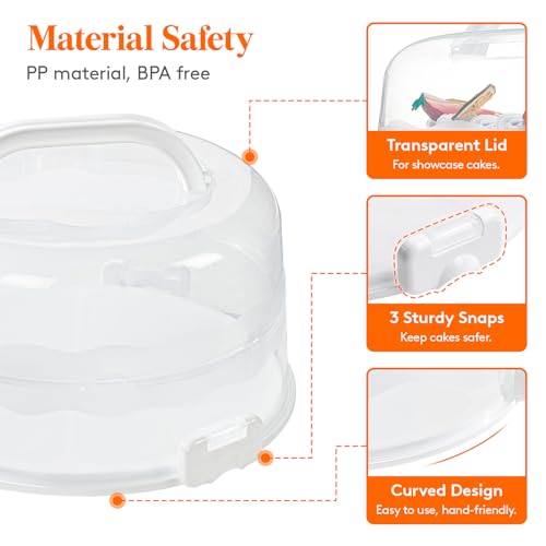 Lifewit Cake Carrier With Lid And Handle, Two Sided Cupcake Carrier Holder For 10 Inch Cake Or 9 Standard-Sized Cupcakes, Plastic Round Cake Transport Storage Container Stand For Pies And Cookies thumb #4