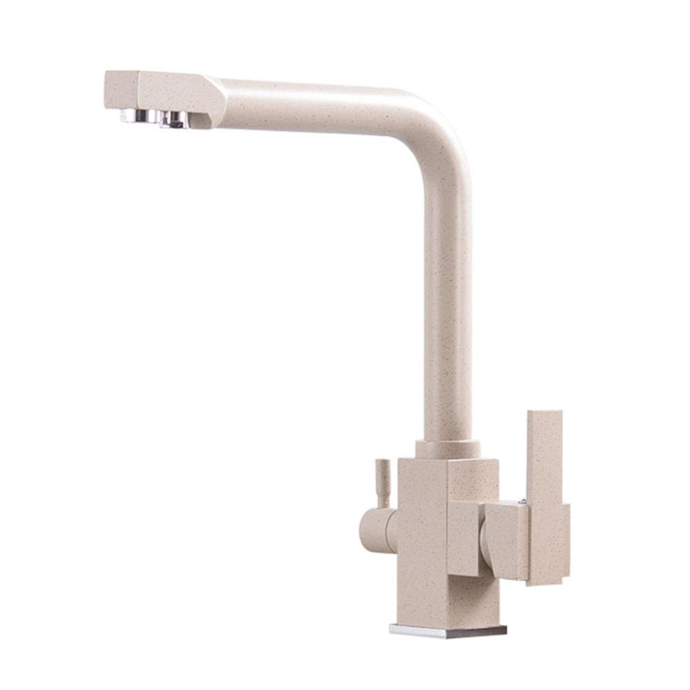 Robinet de cuisine 3 voies en laiton couleur avoine pivotant à 360 degrés