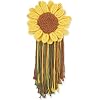 Macrame Sunflower Wall Hanging Handmade Woven Flower Home Decor Tassle for Room Office12.9" x19.68" Inches