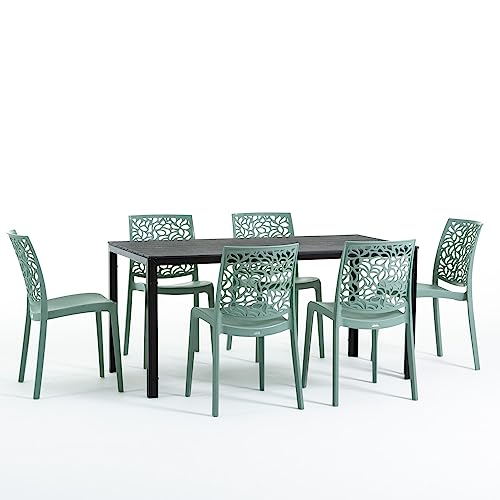 Set pranzo da giardino o esterno per 6 persone, tavolo