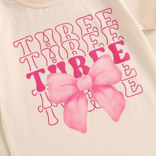 Toddler Baby Girl 1st 2nd 3rd 4th Birthday Outfit Bow One Two Three Four Year Old Short Sleeve T-Shirt Summer Clothes4