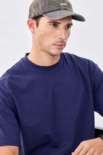 Image of SNITCH Men Oversized Fit T-Shirt | Premium 100% Cotton Breathable Fabric & Smooth Texture | Minimalist Casual Wear T-Shirt with Drop Shoulder & Half Sleeves for Daily Use