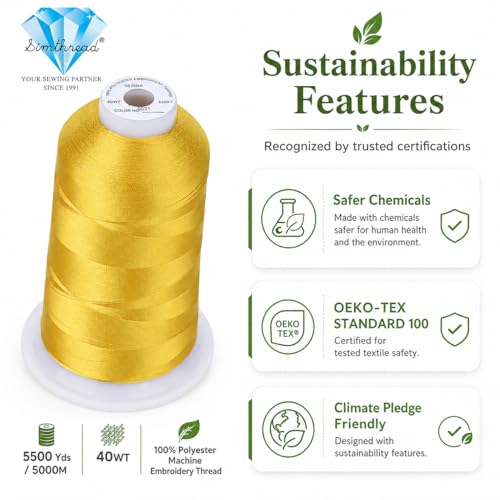 Image of Simthread 5500Yds /5000M 40WT Polyester Embroidery Thread Pea Soup S031 | High-yardage 5000M spool offers smooth feeding and stable 40WT polyester thread for home and commercial embroidery machines.