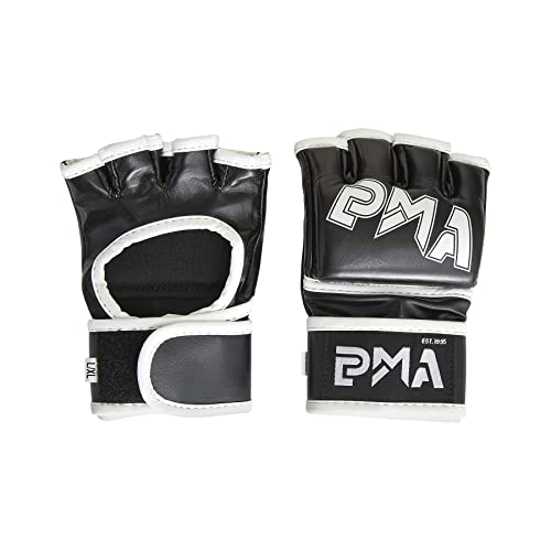 Gants MMA enfants en cuir noir et blanc pour entraînement de grappling
