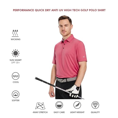 Image of Mens Polo Shirts Short and Long Sleeve Casual Solid Stylish Dry Fit Performance Designed Collared Golf Polo Shirts for Men