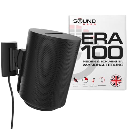 Sound bass ERA 100 Wandhalterung Neigbar und Schwenkbar Schwarz Einzel (1 STK.) Kompatibel mit Sonos ERA100 & ERA 100 SL Einfache Installation Inklusive Montageset