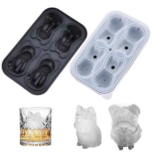 Molde para cubitos de hielo en forma de perro 3D de silicona negra miniatura 1