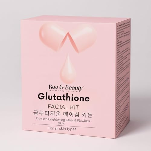 Image of Bee & Beauty Glutathione 7-Step Facial Kit for Skin Brightening Clear Glow & Tan Removal | Deep Hydration Pore Tightening Radiance Boost | Korean Inspired Professional Face Care | All Skin Types (Pack of 1)