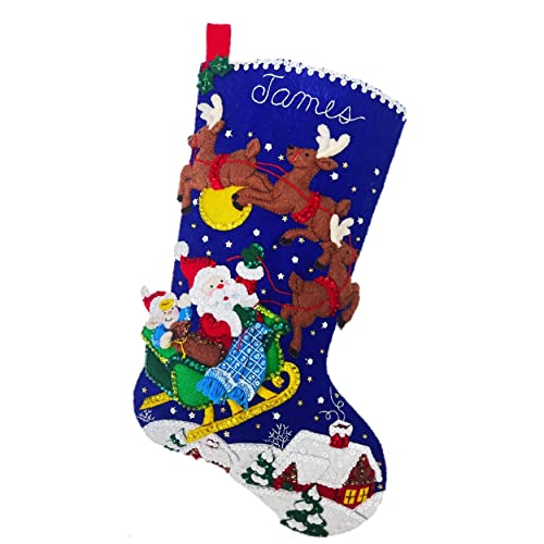 Kit chaussette en feutre Bucilla Père Noël 45,7 cm pour broderie et loisirs créatifs