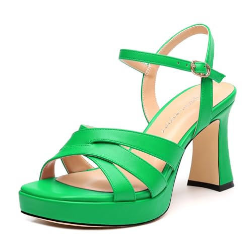 Image of Women Square Toe Platform Block Heel Sandals 3.3'' | Elegant Comfort Formal Dress Footwear, Stylish Ladies Sandals For Daily Office Wedding Evening Party Formal Occasions