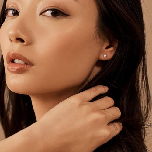 Planch Opal Stud Earring for Women Hypoallergenic Small Stud Earrings for Sensitive Ears Plated Stud3