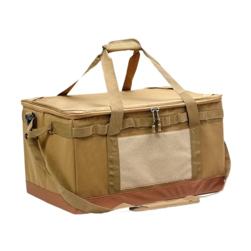 Camping Storage Bag Utility Tote Bag 60L Portable Oxford Cloth Removable Duffle Bags Trunk Organizer for Outdoor Backpacking, Khaki