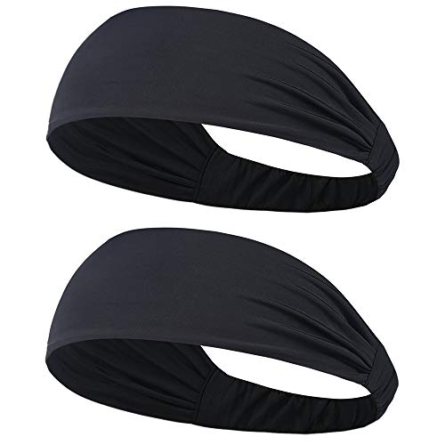 AXBXCX Workout Headbands for Men Women Non Silp Sweatbands Moisture Wicking Quick Dry Hairbands for Paintball Cycling Running Cross Training Gym Yoga Helmet Black