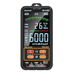 Aicevoos AS-118D Multimetro Digital Polimetro Digital Multimetro Digital Profesional Auto-Rango TRMS para Medir CA/CC Corriente, Voltaje, Resistencia, Frecuencia, Capacidad, NCV, Diodes | negro
