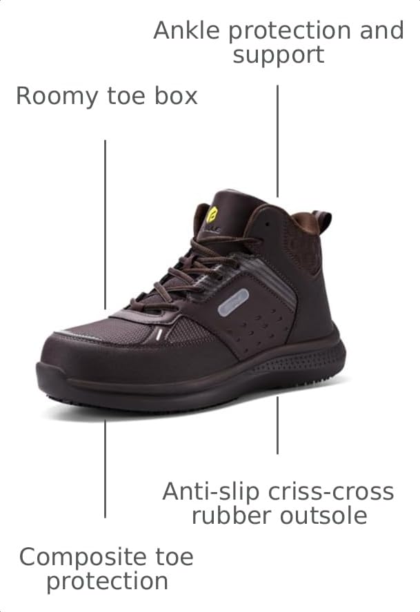 Image of FitVille Wide Work Boots for Men Composite Toe Safety Work Shoes Slip-Resistant Work Boots Waterproof Lightweight - SteelCore