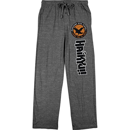 Bioworld Haikyu!! Karasuno High School Logo Adult Charcoal Gray Pajama Pants