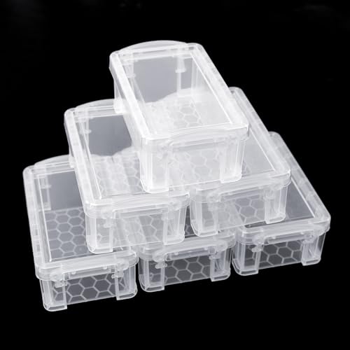 Image of Small Plastic Box, 5 inch X 3 inch X 2 inch Stackable Mini Storage Box with Lid, Clear Organizer Container for Jewelry Beads, Small Crafts Items Accessories - -6 Pack