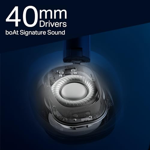 Image of Boat Rockerz Plus 550 ANC, (~40dB) Hybrid ANC, 80Hrs Playback, 40ms Low Latency Beast Mode, 40mm Drivers, BT v5.4, Bluetooth Headphones, Wireless Headphone with Mic (Bold Blue)