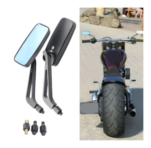 Espejo retrovisor rectangular de aluminio azul antirreflejo para motocicleta 1 juego 2