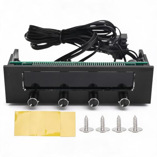 Annadue STW‑6041 Lüftersteuerung für Computer-CPU, 5,25" PC Multifunktionale Dashboard-Medien 4-Kanal-Frontplatte, PWM-Computerlüftersteuerung und Temperatursteuerung