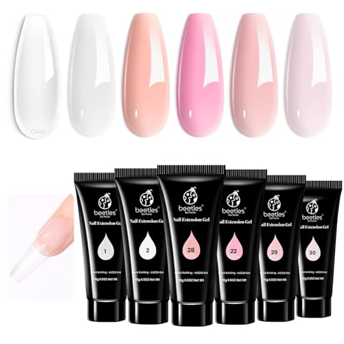 Beetles Poly Nail Extension Gel Kit, 6 Basic Colors