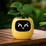 Vibezy Interactive Plant Pot – Smart Planter, AI Pet Plantagotchi, tamagotchi, Leafypod and Plantiboy, Robot Flower with Feelings, Electric Maceta, Indoor Flowerpot with Water, Digital Gifts (yellow)