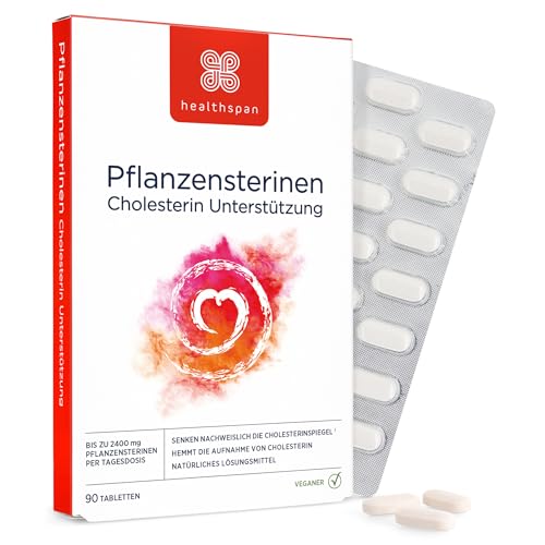 Healthspan Phytosterole 800 mg | Fördert normale Cholesterinwerte & hält den Cholesterinspiegel aufrecht | Kalorienarm | Vegan | 90 Tabletten