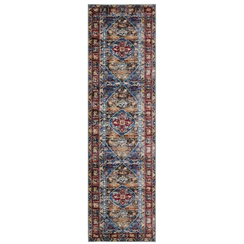 Tewwet Hallway Runner Rug, Non Slip Runners Rug With Rubber Backing, Machine Washable Boho Vintage Rugs For Kitchen Bedroom Entryway Accent Area Carpet Runner 2X8 Ft #TOP6