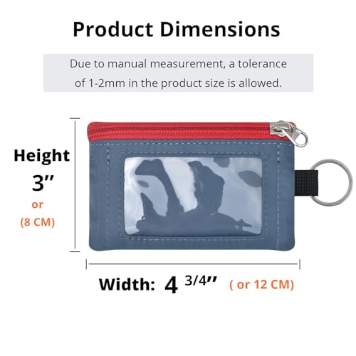Image of RFID Blocking Travel Wallet with Adjustable Lanyard, Small Nylon Zipper Pouch and Badge Holder for ID, Credit Cards, Cash, Keys, Commuters (Slate Blue)