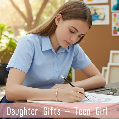 Image of Quietsun Trendy Gifts for Her-Positive /Love /Joy Natural Crystal Bracelets for Girls /Teens /Adults-Adjustable /Handmade-Gift Box Packing