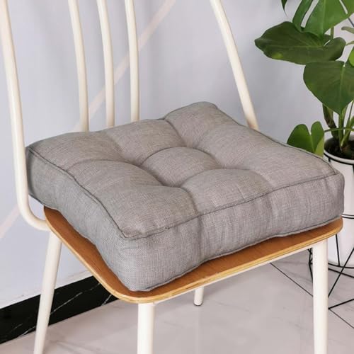 BUNQQF ‌Stuhlkissen 2er/4er/6er Set 40x40 & 45x45 cm | 9cm Dicke Leinenstoff atmungsaktiv | Sitzpolster Indoor/Outdoor für Garten, Küche, Esszimmer | Café-Stühle Bodenkissen mit Premium-Komfort