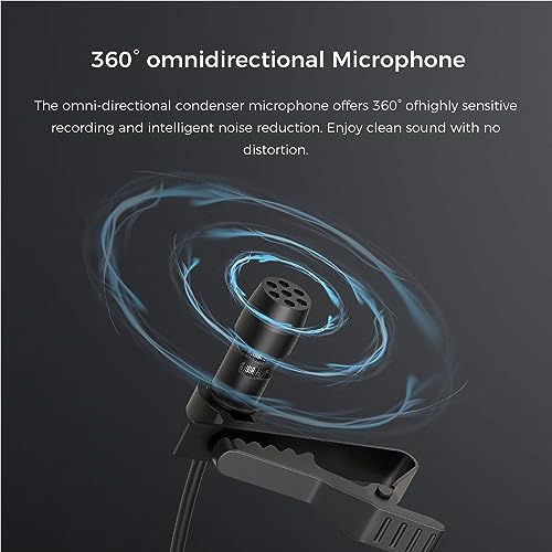 Mirfak MC1 micrófono lavalier con cable largo para grabación de audio 6