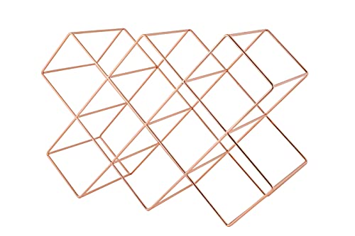 ECHTWERK Weinregal für bis zu 8 Flaschen, Flaschenregal freistehend, Weinflaschenhalter, Weinlagerung, Weinaufbewahrung, Weinständer, aus hochwertigem Eisen, 46 x 16,6 x 31 cm , Kupfer-Edition