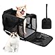 Amexo Transporttasche für Katze Hund, Hundebox Faltbar Katzen Transportboxen Hundetragetasche Transportbox mit Tragegriffen & Decke für Mittelgroße Katzen & Hunde bis 10 kg, 44 x 27 x 28 cm（Schwarz）