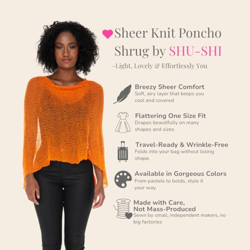 Image of SHU-SHI Womens Sheer Knit Poncho Shrug Lightweight Cover Up One Size Fits Most