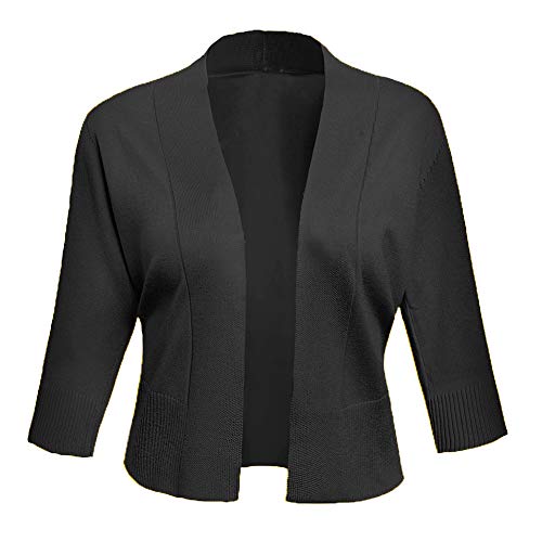 Women's 3/4 Sleeve Cropped Cardigan Sweater Short Shrugs for dress Black S by AAMILIFE - Used condition - Image 2