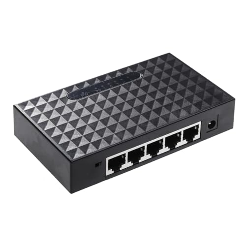 OSALADI 5 Port Gigabit Ethernet Splitter Unmanaged Network LAN Splitter for Ethernet Cable Energy Efficient Us Plug