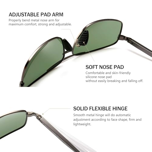 Image of SUNGAIT UV protection Ultra Lightweight Rectangular Polarized Sunglasses