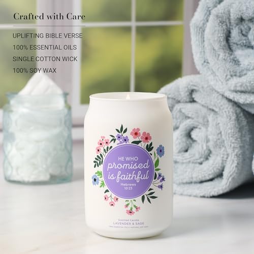 Image of Christian Art Gifts Lavender & Sage Scented Candle: Soy Wax, Bible Verse