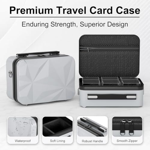 Image of Proijeut Card Deck Box with Portable Case, 6 Pack Clear Commander Deck Box with 6 Dividers, Holds 600+ Double Sleeved Cards, Fit for MTG, YuGiOh, TCG(Geometric Silver)