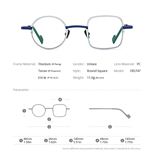 Image of FONEX Colorful Titanium Glasses Frame Men Left Round Right Square Optical Eyeglasses Women F85747